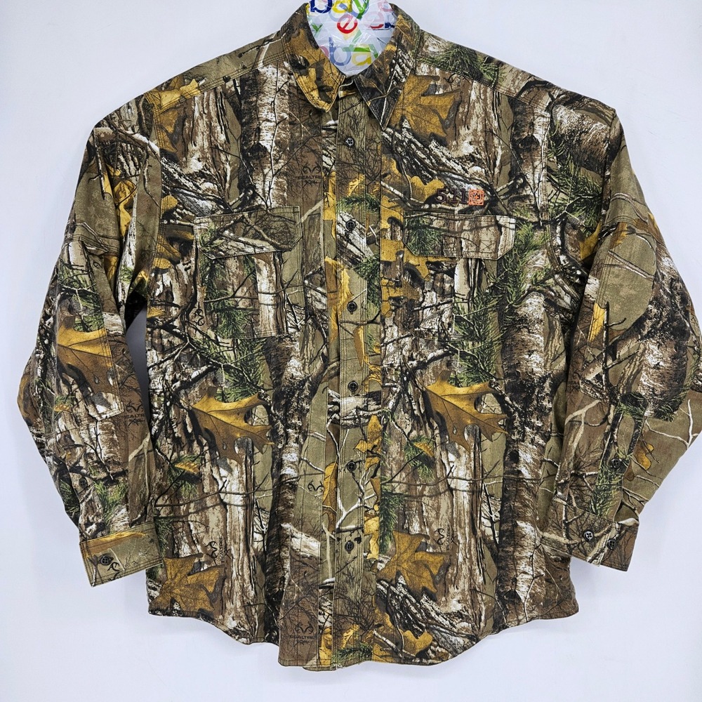 5.11 Tactical Shirt Mens Large Button Outdoor Long Sleeve Camouflage Real Tree
